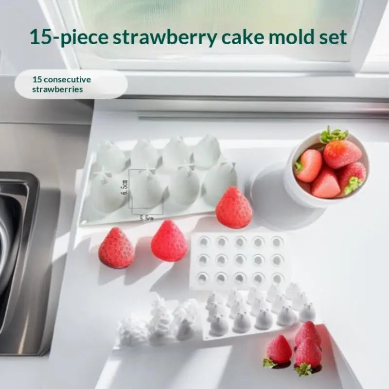 Strawberry Shaped Silicone Baking Mold Reusable Mousse Chocolate Dessert Cake Mold for DIY Pastry Making