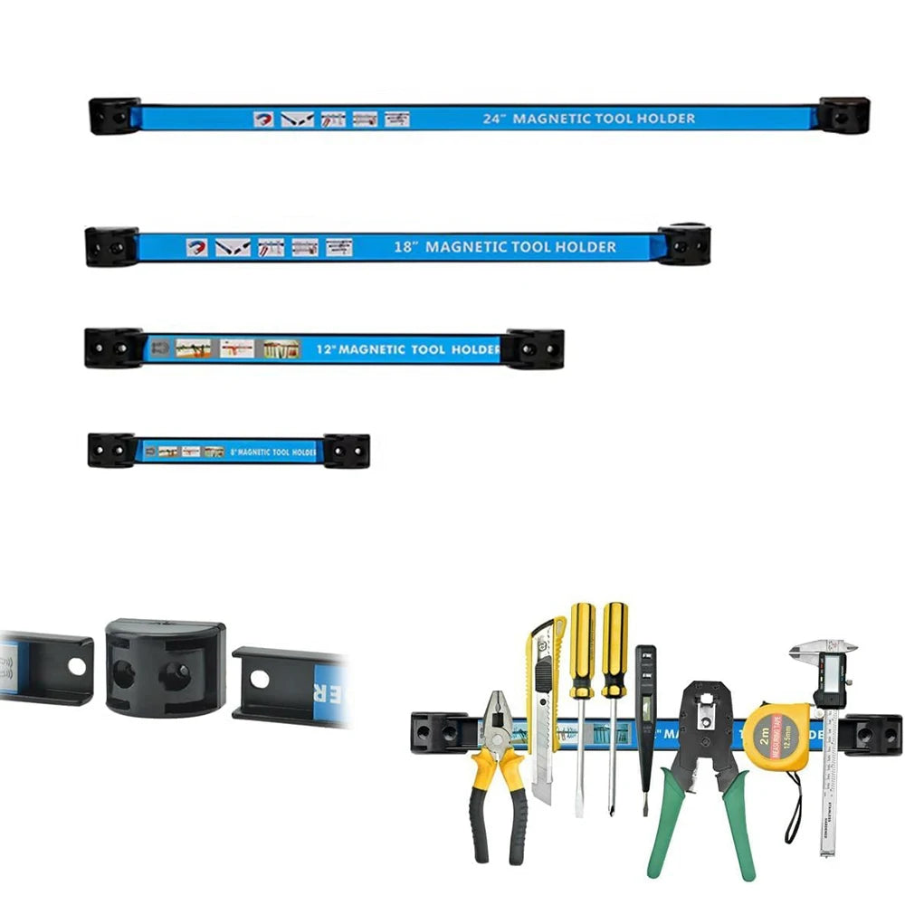 8/12/18/24Inch Strong Magnetic Tool Holder Heavy Duty Magnetic Tool Bar Strip Space Saving Storage Rack for Workshop Garage Home