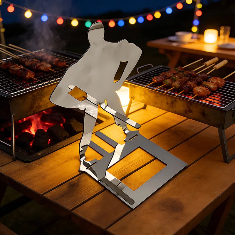 Portable Stainless Steel Hot Dog Barbecue Grill Easy Clean Fun Sausage Fork Barbecue Skewer Set Outdoor Picnic Cooking Tools