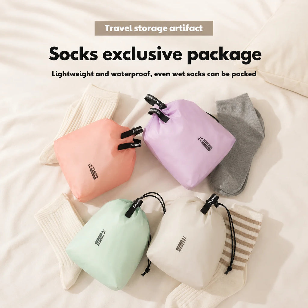 Travel Drawstring Storage Bags Waterproof Lightweight Clothes Packing Cubes Organizer Multi-Size for Socks Shoes Luggage