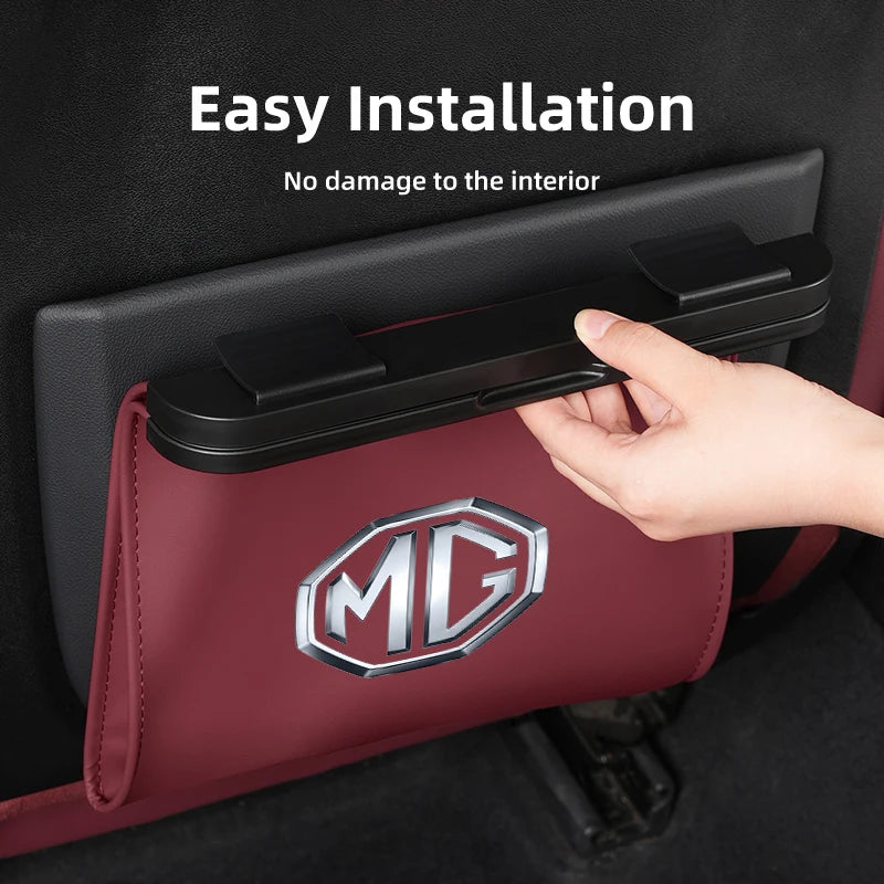 Magnetic Car Seatback Waste Storage Bag Leather Tools Box For Morris Garages MG 6 3 5 7 TF ZR ZS HS GS GT Hector RX5 RX8 350 550