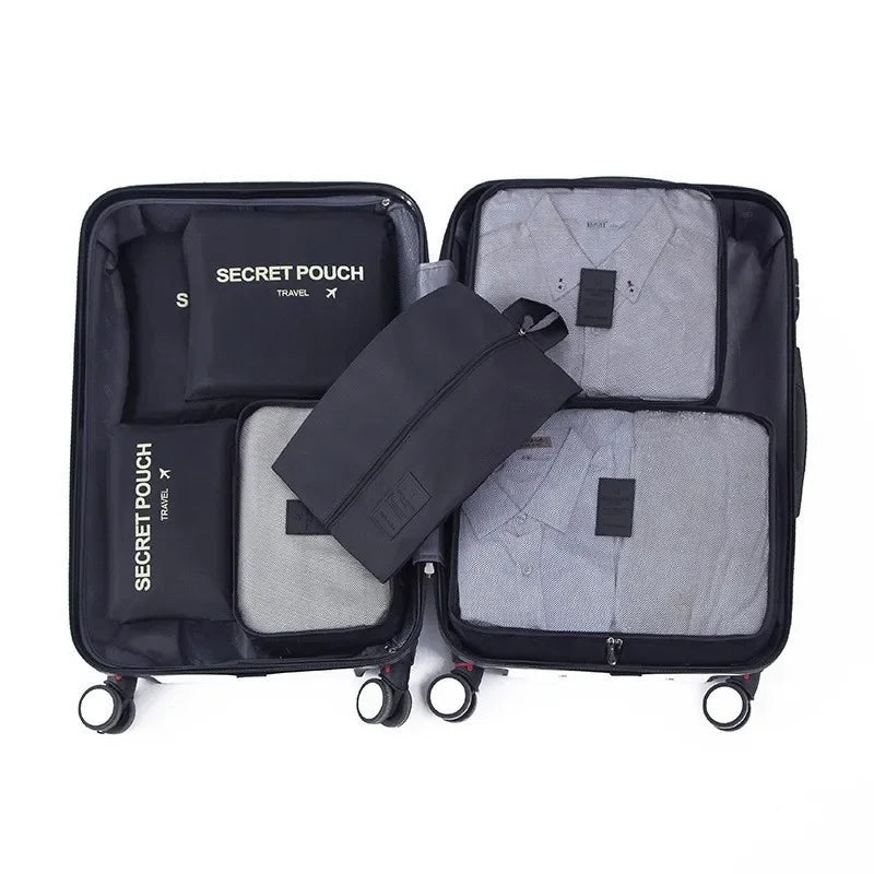7pcs Travel Storage Bag Large Capacity Suitcase Storage Luggage Clothes Sorting Organizer Set Pouch Case Shoes Packing Cube