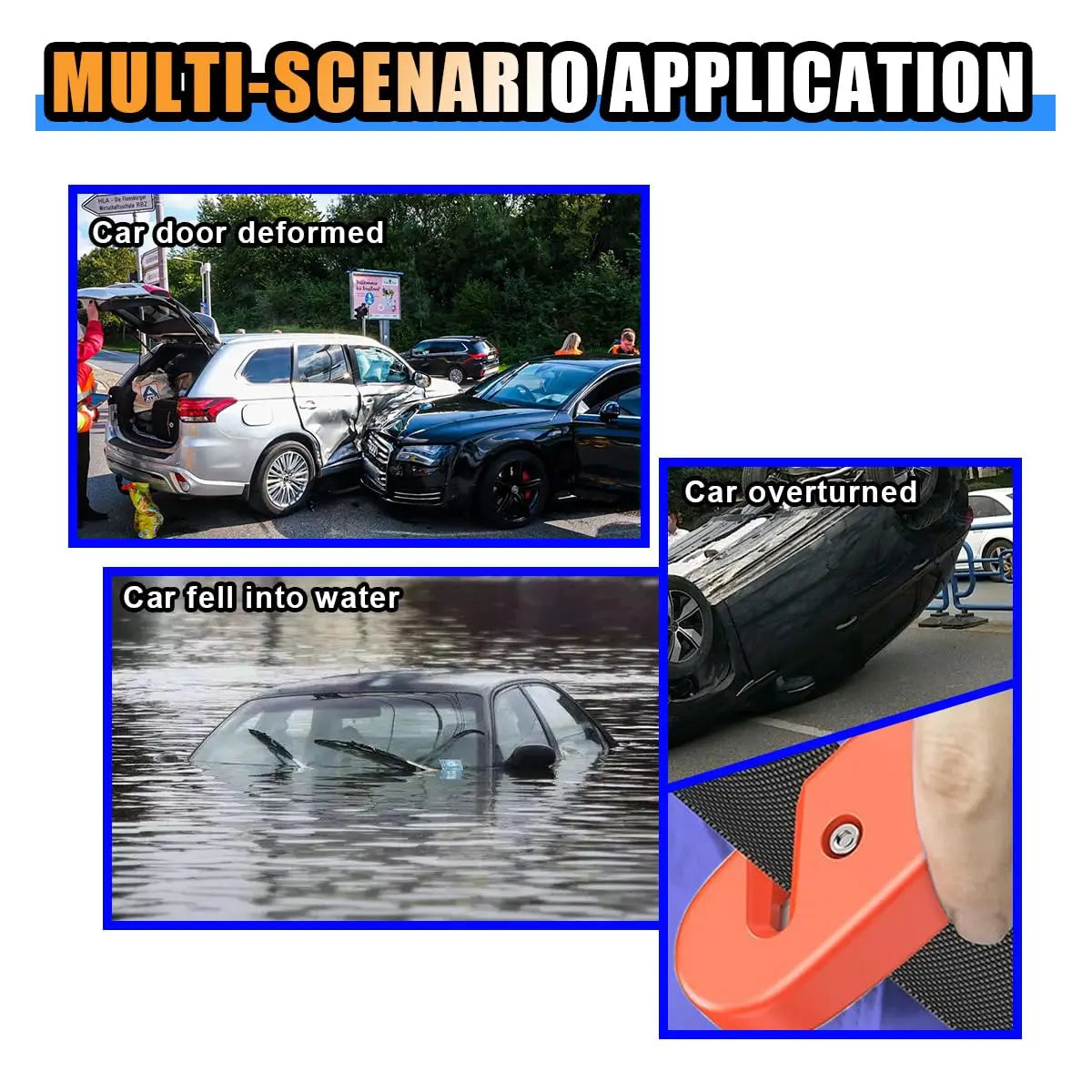 2-in-1 Portable Car Safety Hammer Car Emergency Escape Tool with Window Breaker & Seat Belt Cutter