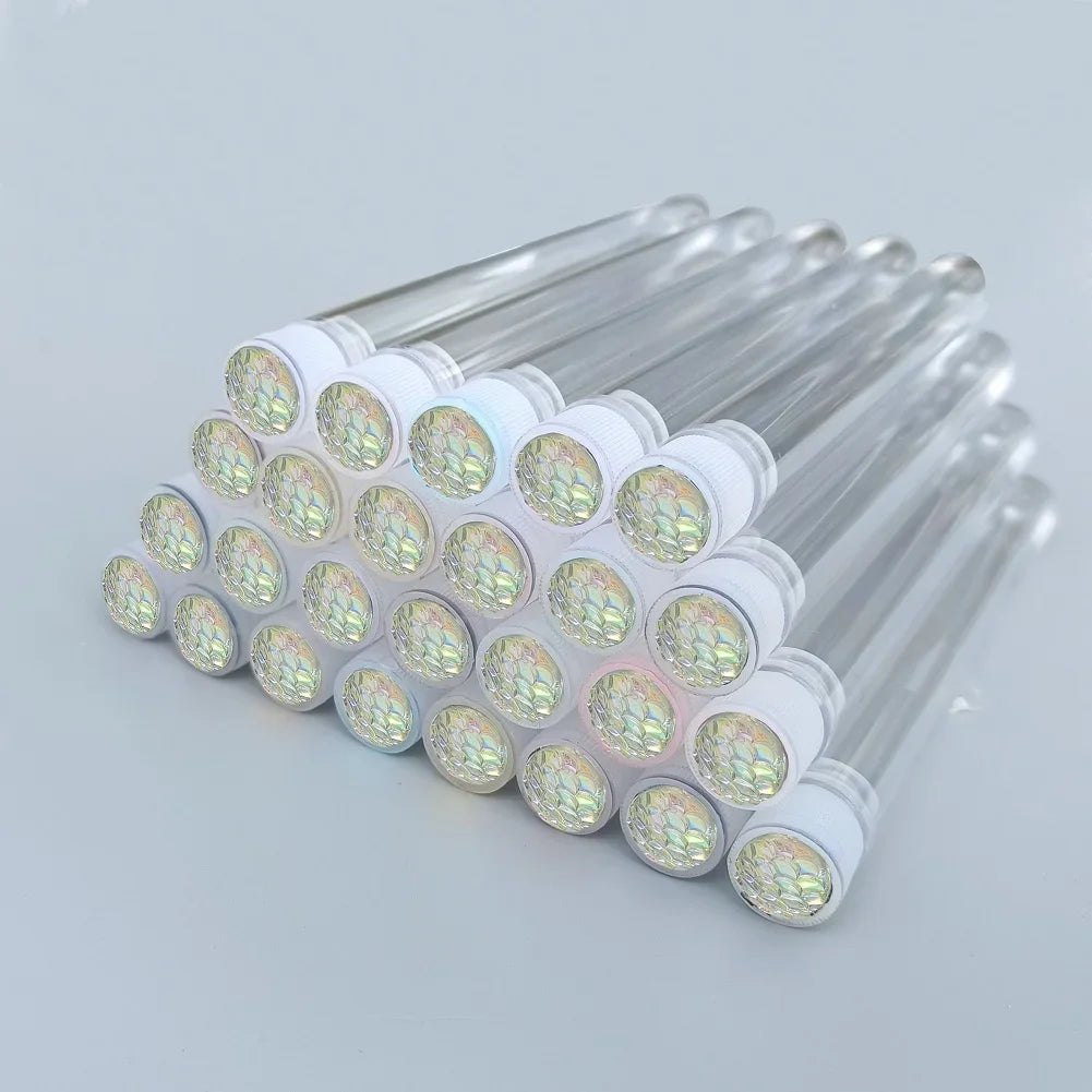 50pcs Reusable Mascara Wand Tube for Eyelash Extension Spoolies Cleaning Eyebrow Brush Shiny Resin Drill Replaceable Dust-proof