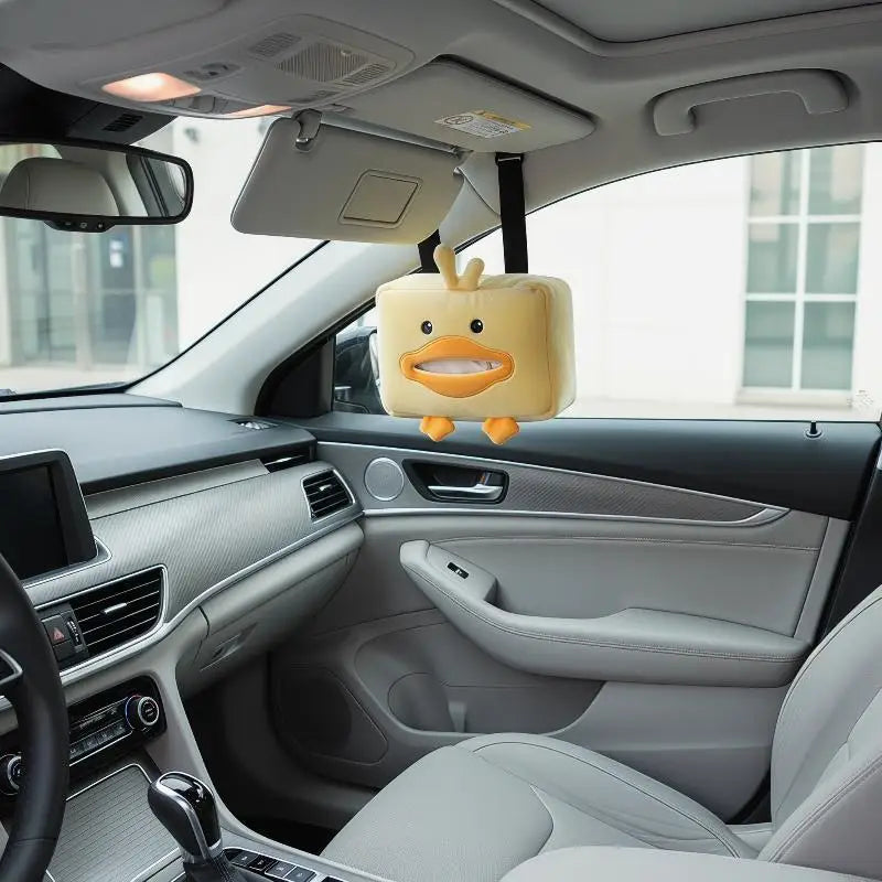 Cartoon Tissue Box Holder Cute Short Plush Tissue Boxes Bracket Auto Armrest Box Car Seat Back Car Decorations Car Tissue Holder