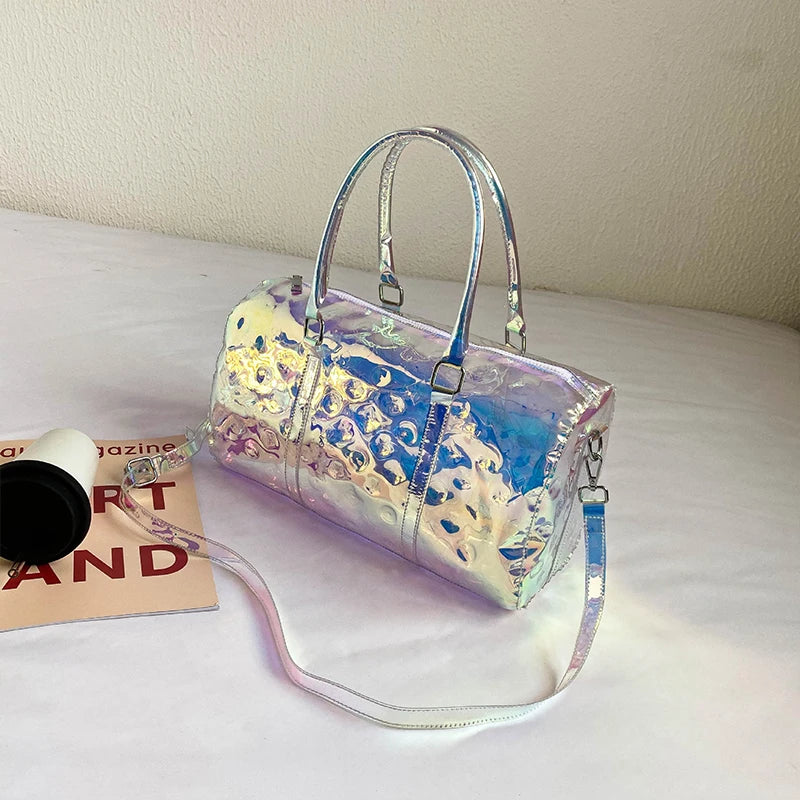 Fashion Colorful Transparent Jelly Bag Laser Shoulder Bag Women Handbag Waterproof Large Capacity Storage Bag Travel Bag