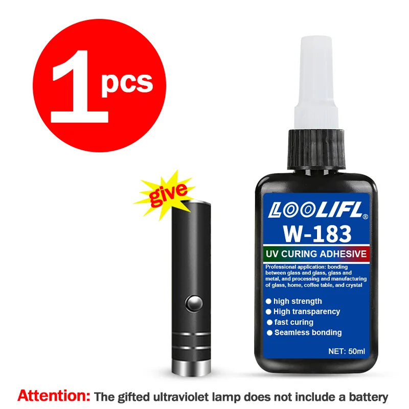 50ml UV Glue UV Curing Adhesive Clear Transparent Shadowless Glue for Glass Crystal Acrylic Metal DIY Craft