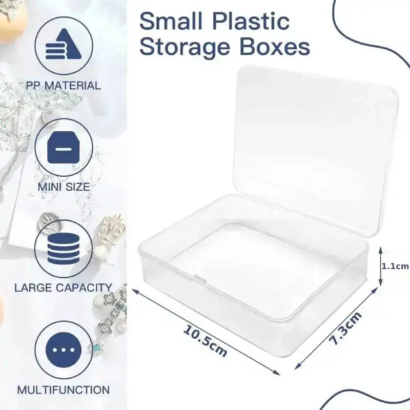 5pcs Small Plastic Containers with Hinged Lids Rectangle Clear Storage Boxes for Card Crafts Learning Supplies Screws Battery