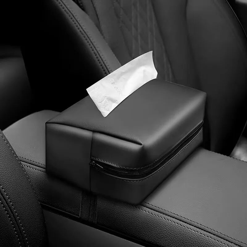 Car Armrest Tissue Box Leather Auto Seat Back Paper Tower Storage Bag Universal Sun Visor Sunshade Tissue Holder