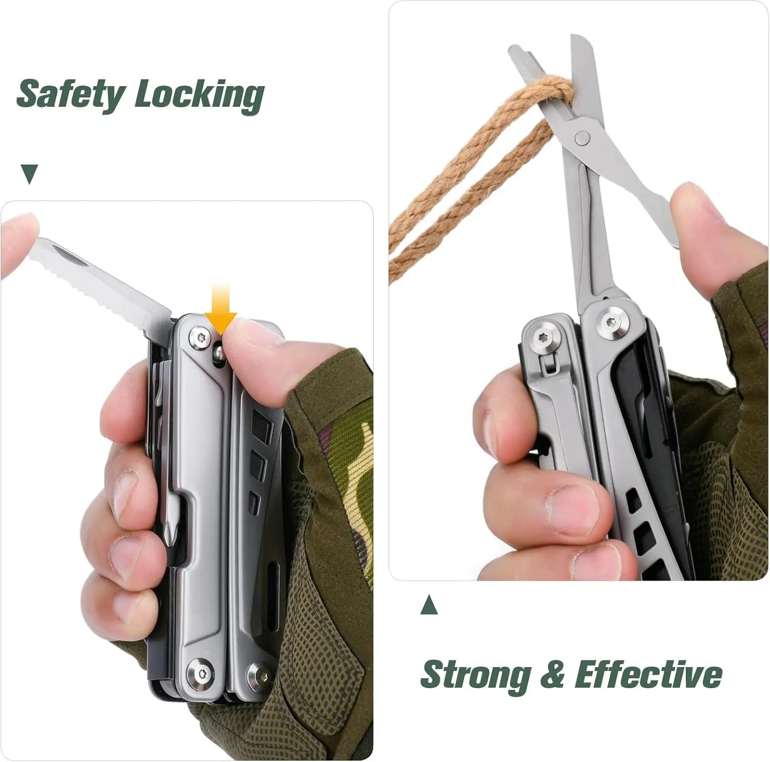 Multitool Stainless Steel Multi-Tool Pliers 22-in-1 with Safety Locking, Pocket Knife, Bottle Opener, EDC Equipment With Pocket Clip for Survival, Camping, Hunting and Hiking.