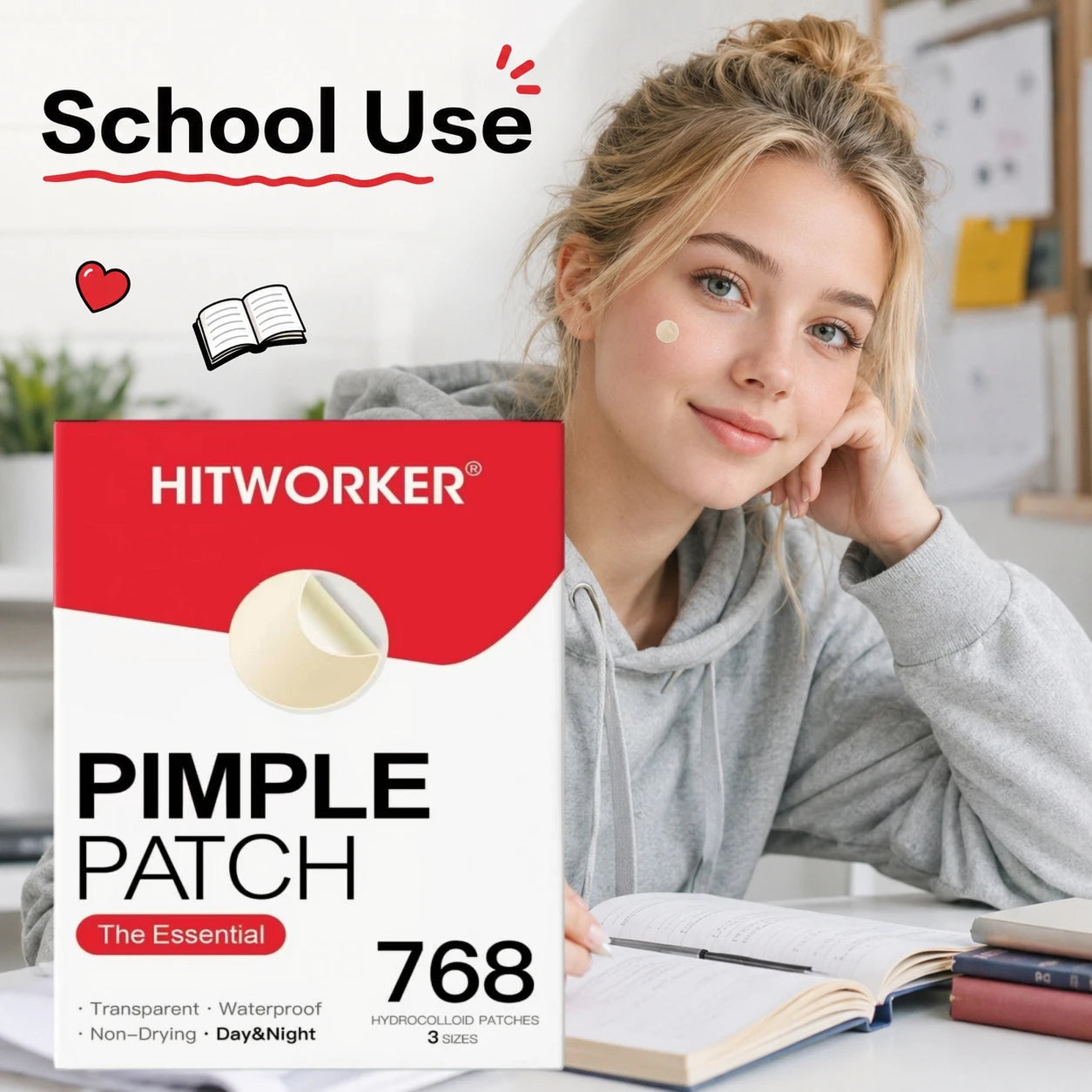 768PCS Pimple Cover Patches, Clear-Look Hydrocolloid Beauty Patches For Day And Night Use, Easy Peel Spot Cover