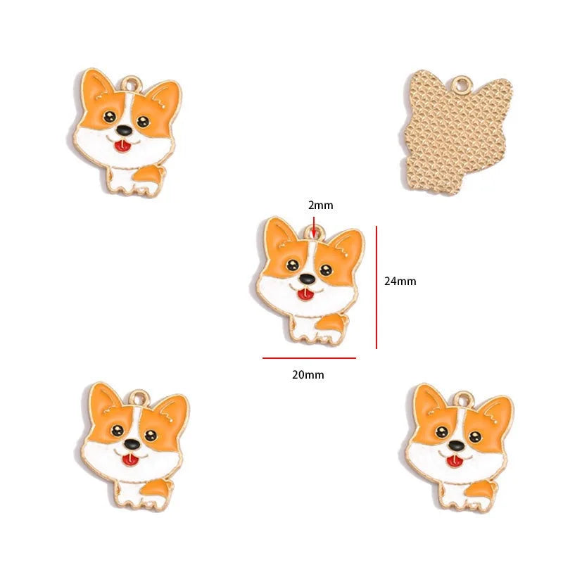 12pcs Alloy Drip Oil Cute Pet Dog Jewelry DIY Pendant Earrings Necklace Accessories Keychain Pendant Handmade
