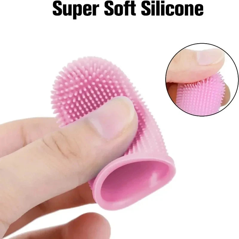 Pet Finger Toothbrush Kit Non-Toxic Silicone Dental Cleaning Tool for Dogs Cats Puppies Tartar Removal Bad Breath Care Cleaning