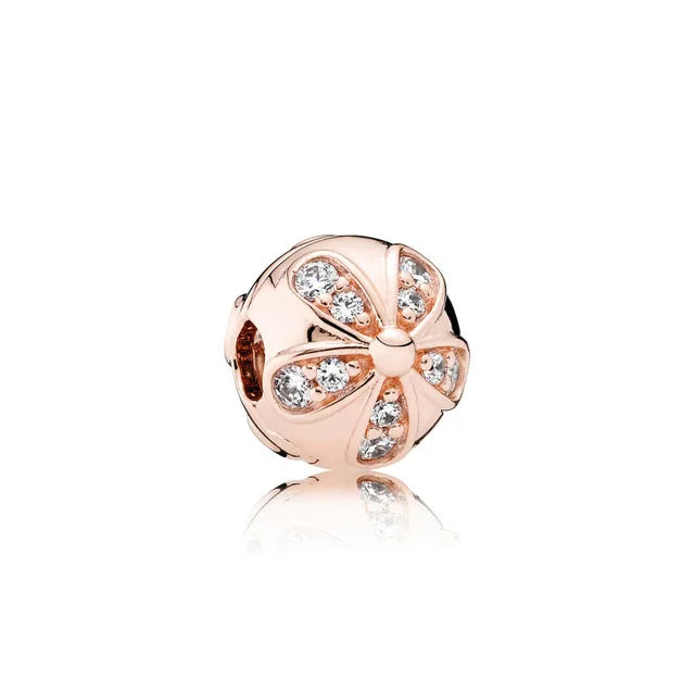 New Fashion 925 Sterling Silver Flower Cherry Round Beads Charms Pendant Fit Original Bracelet DIY Jewelry For Woman Gift