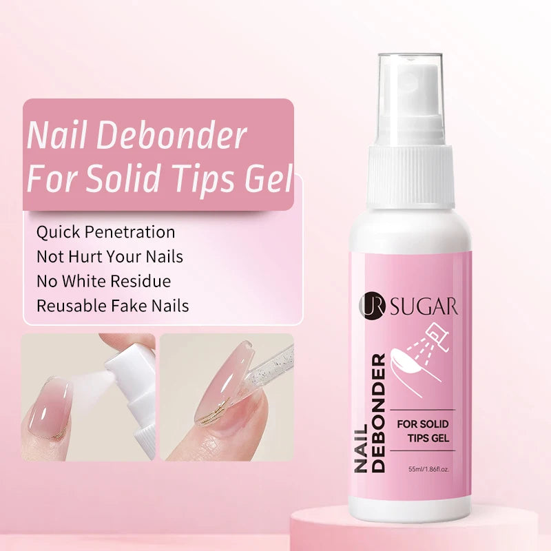 UR SUGAR 55ml Nail Debonder For Solid Tips Gel Spray Nail Tips Remover Liquid False Nails Cleaning Reusable Manicure Nail Supply