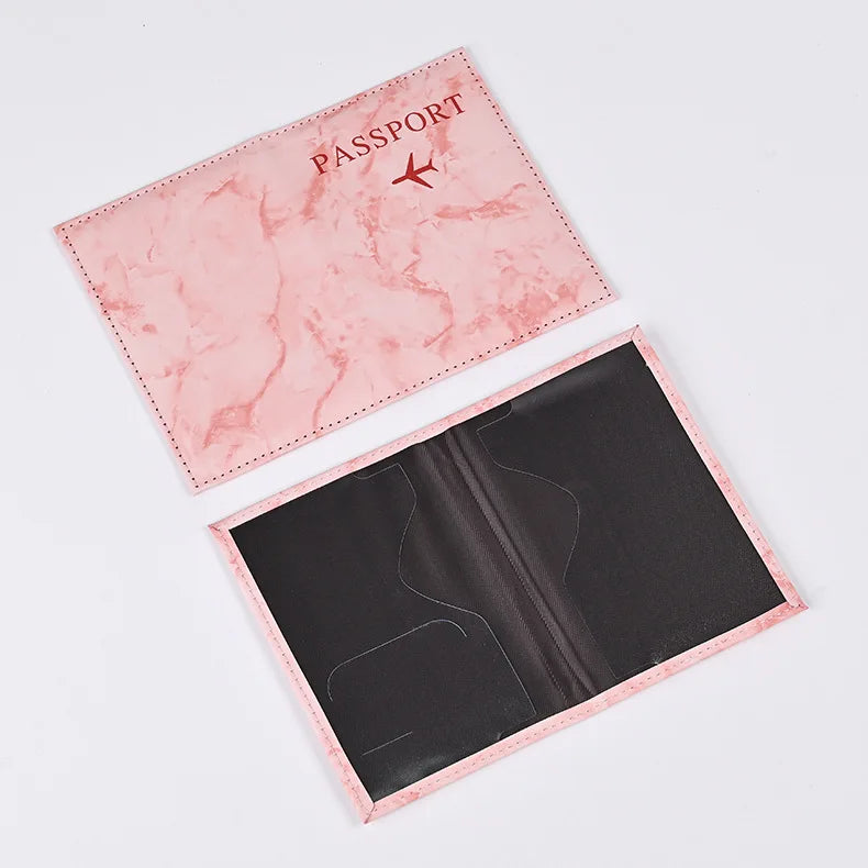 Macaron Color Marble Pattern Passport Covers Ultra-thin Document Holder Travel Passport Holder ID Card Covers Travel Accessories