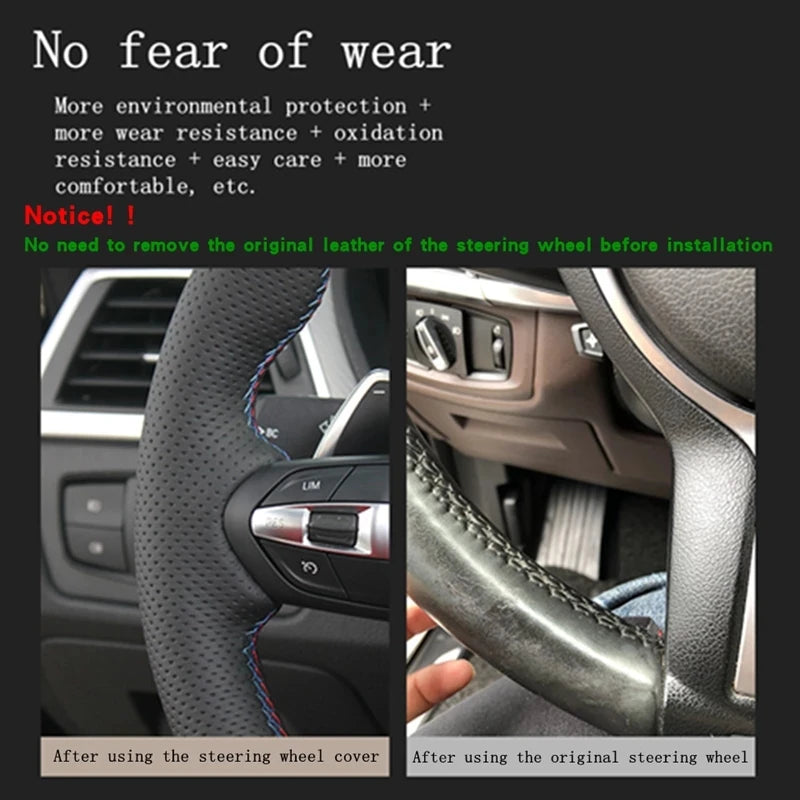 Customize DIY Microfiber Leather Car Steering Wheel Cover Hand-stitched For For Ford Mondeo Fusion 2013-2019 EDGE 2015-2019