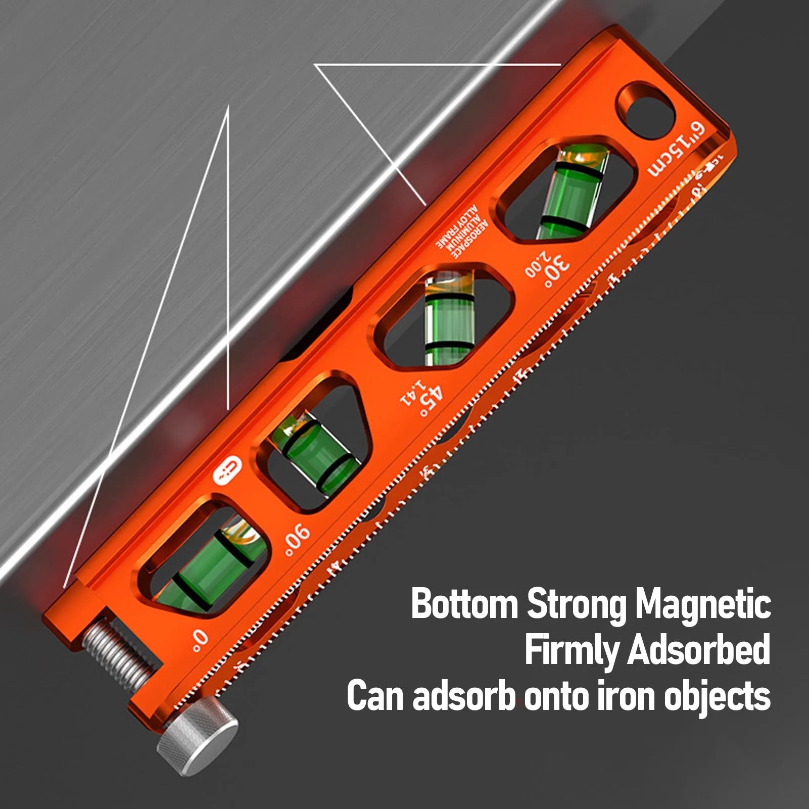 Bubble Level Ruler 6 Inch 15cm 0 30 45 90 Degree 4 Bubble Vials Metric Imperial Scale Strong Magnetic Level Ruler Bubble Level