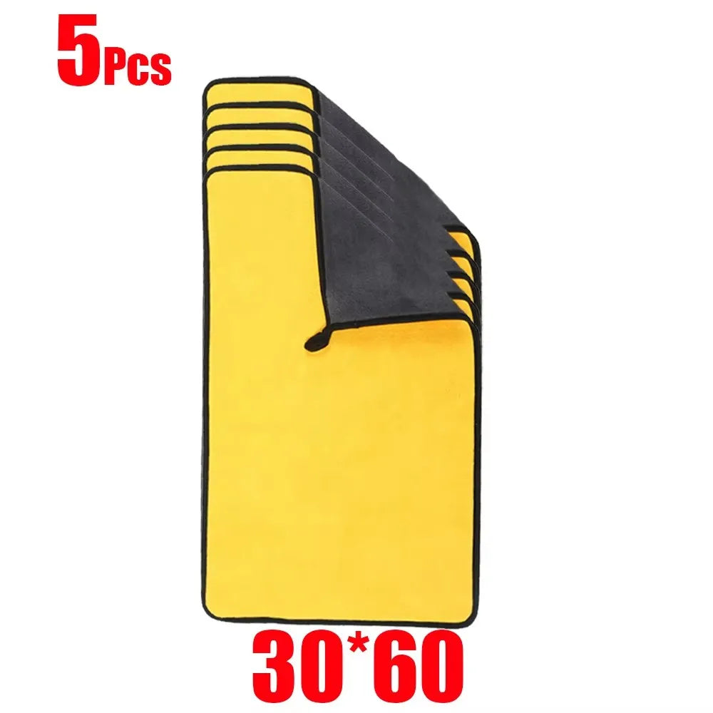 1/5/10/20pcs Microfiber Cleaning Towel Thicken Soft Drying Cloth Car Body Washing Towels Double Layer Clean Rags 30/40/60cm