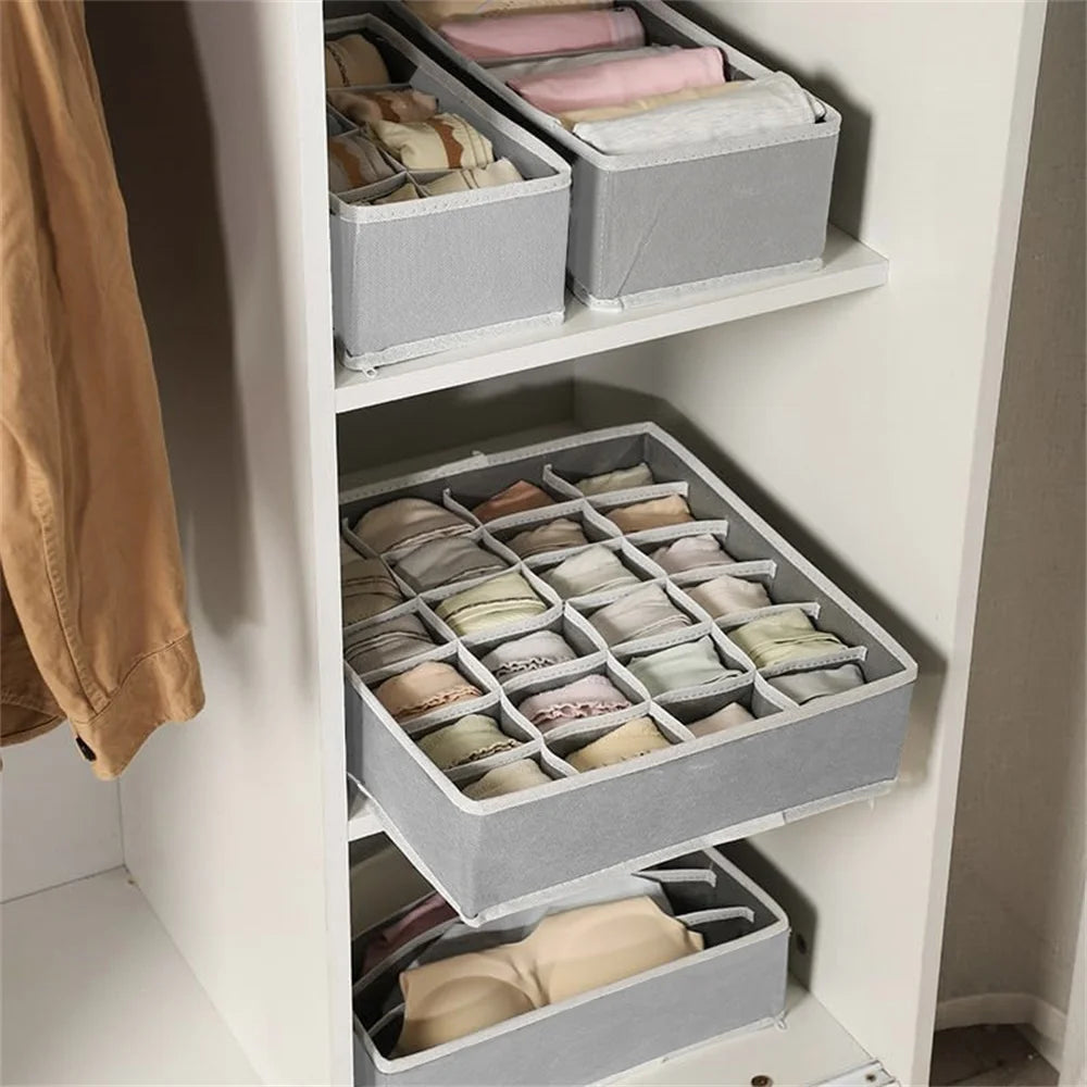 1PC Fabric underwear and socks storage box, 24 compartments, large capacity for home use