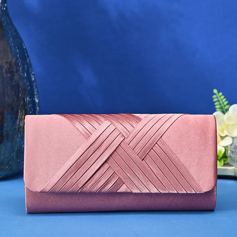 European and American ladies' elegant striped evening bag luxurious socialite gathering hand clutch fashionable single-shoulde
