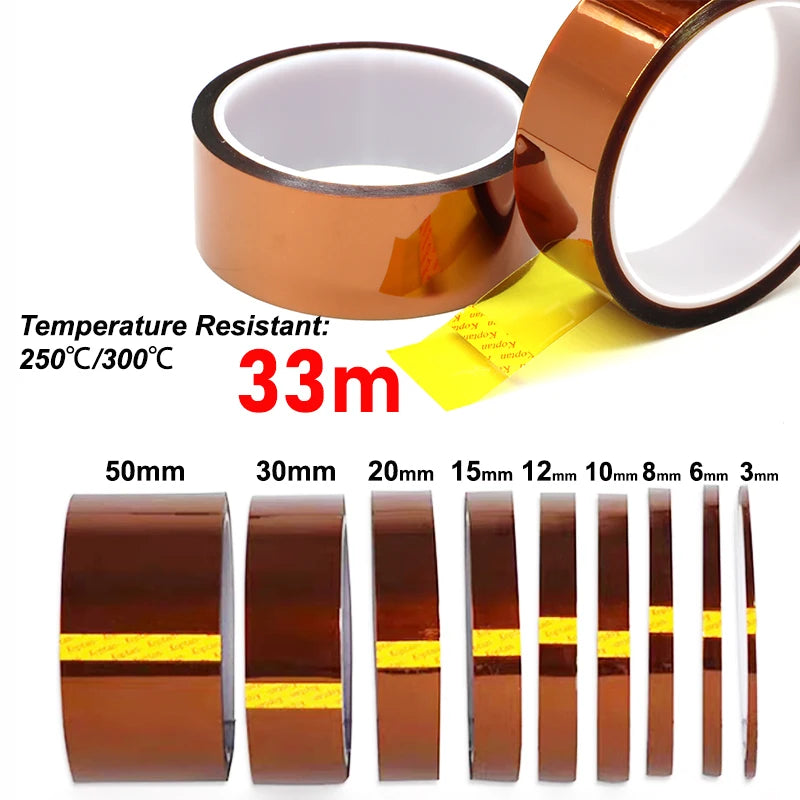 3-100mm Gold High Temperature Heat BGA Tape Thermal Insulation Electronics Board Protection Polyimide Adhesive Insulating Tape