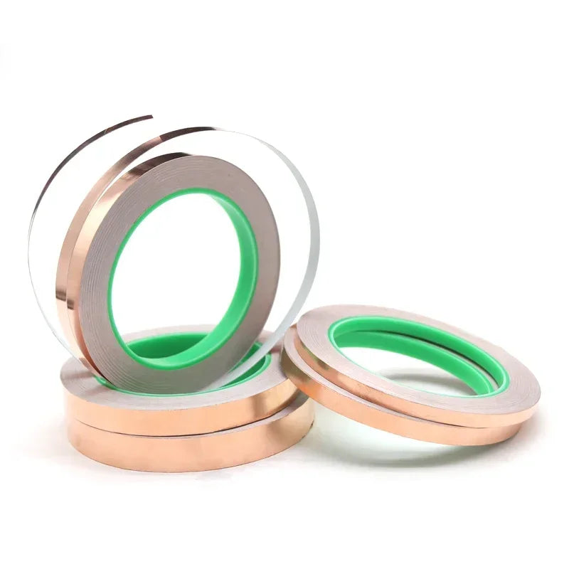 Length 20M Adhesive Conductive Copper Foil Tape 5/6/8/10/15/20/25/30/35/40/45/50mm Single/Double Sided Conduct Copper Foil Tapes