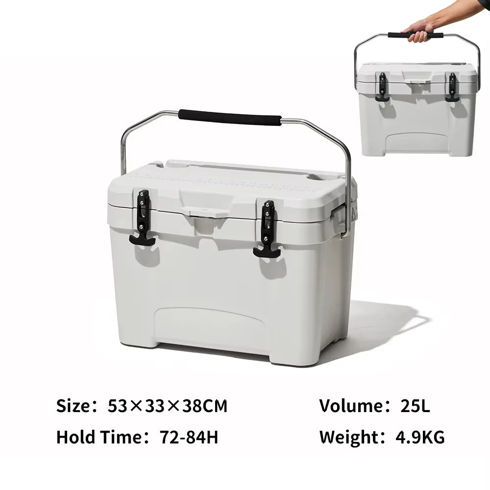 Portable 25L Insulated Cooler Box Camping Refrigerator Large Capacity Car Food Storage Barbecue Ice Chest Outdoor Chiller