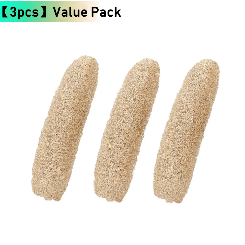 4pcs Full Loofah Natural Exfoliating Biodegradable Loofah Sponge Cellulose Brush Natural Shower Sponge For Kitchen Bathroom