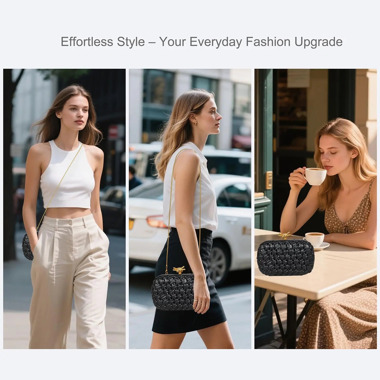 Woven Evening Bag for Women Clutch Purses for Women Crossbody Hobo Shoulder Bag Ladies Party Date Night Handbag Wedding Bag