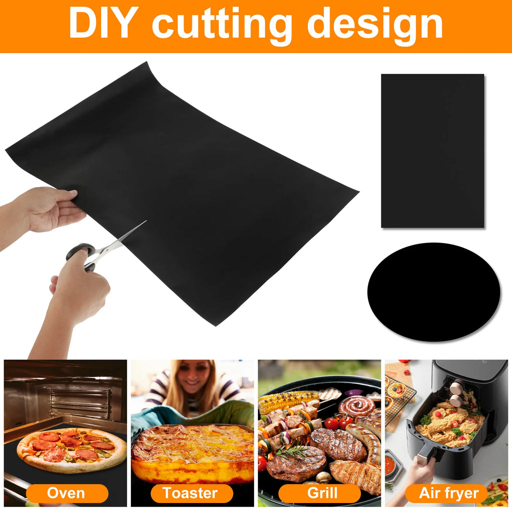 4Pcs Oven Liners Grill Mat 60x40cm Non Stick BBQ Grill Liners Reusable Barbecue Baking Liners Cook Pad Microwave Oven Tool