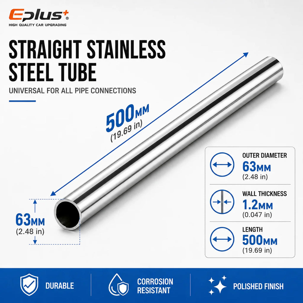 500mm Length 304 Stainless Steel Straight Pipe 1.2mm Thick Universal Round Tube OD 19-89mm for Connections metal tube Adapter