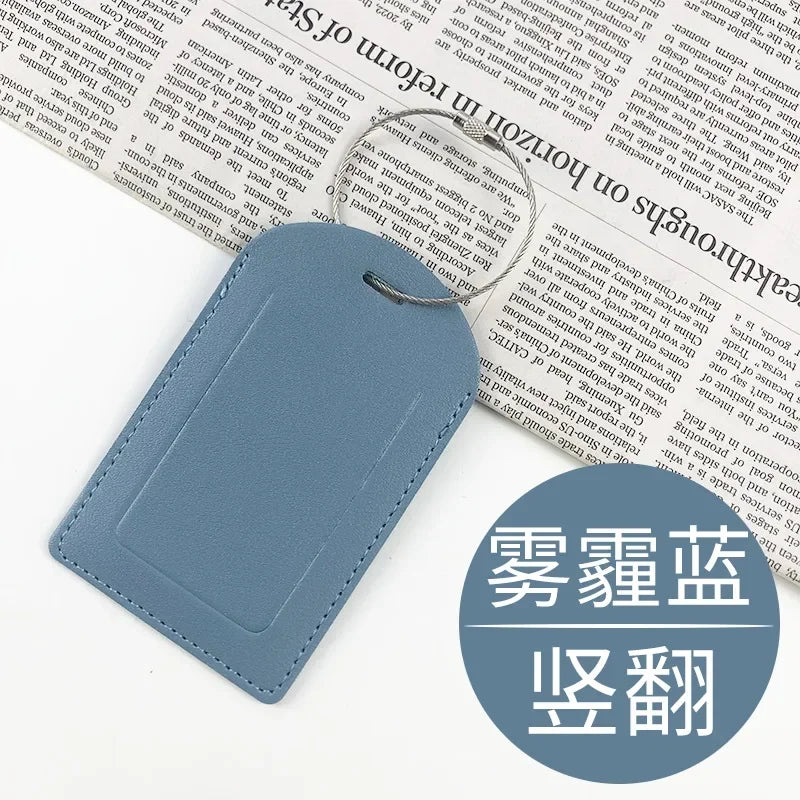 PU Leather Luggage Tag Suitcase Address Label Baggage Boarding Bag Tag Travel Accessories