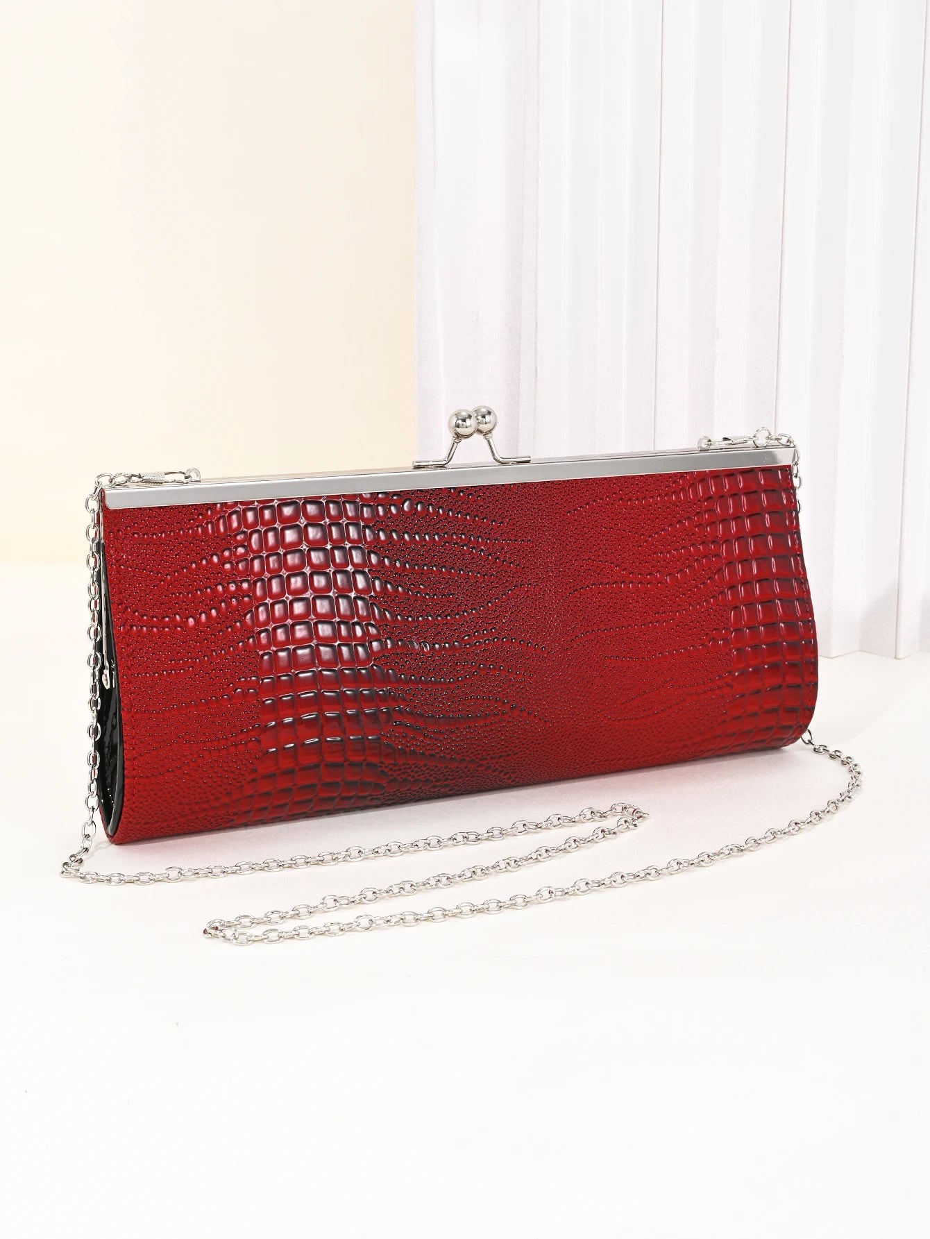 Classic Textured Animal Skin Pattern Coin Purse, Clutch Purse Evening Bag for Women, Glitter Evening Envelope Handbag