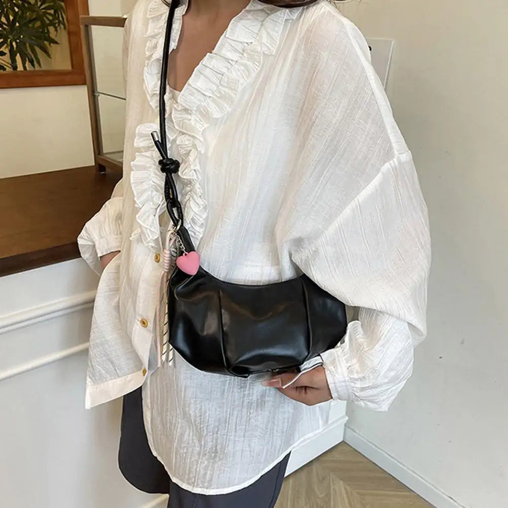 2026 New Elegant Dumpling Shape Shoulder Bag For Women Street Trend PU Material Zipper Opening Crossbody Purse Bag