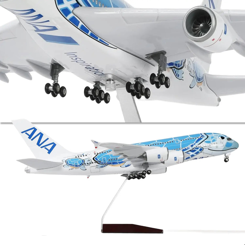 1/160 A380 for ANA Blue Turtle Airplane Model Kits(18 inches) with Display Stand for Adult Aviation Gifts or Aircraft Collection