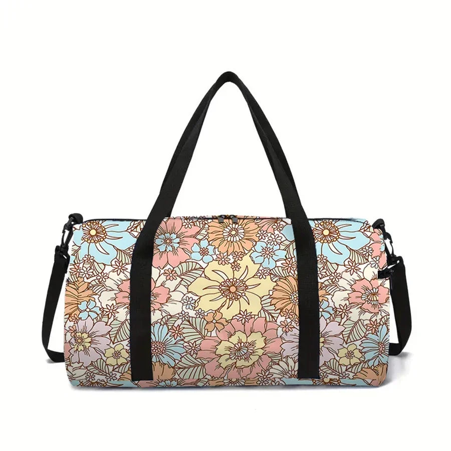 Cartoon Flower Pattern Large Capacity Luggage Bag  For Boy And Girls Best Gifts 2D Cartoon Travel Duffels Hand Bag For Children