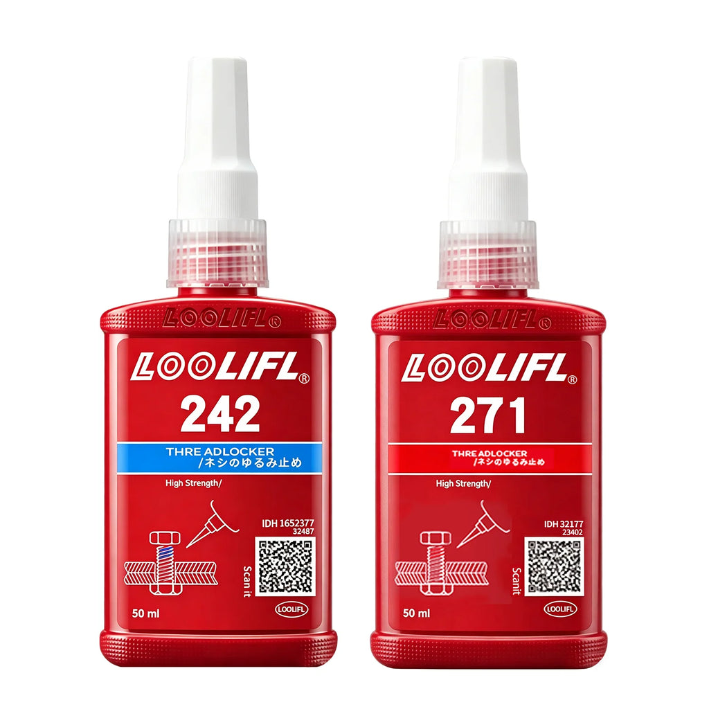 242 Blue 271 Red Threadlocker Adhesive Medium High Strength Screw Lock Sealant Anti-loosening Thread Seal for Metal Bolts Nuts
