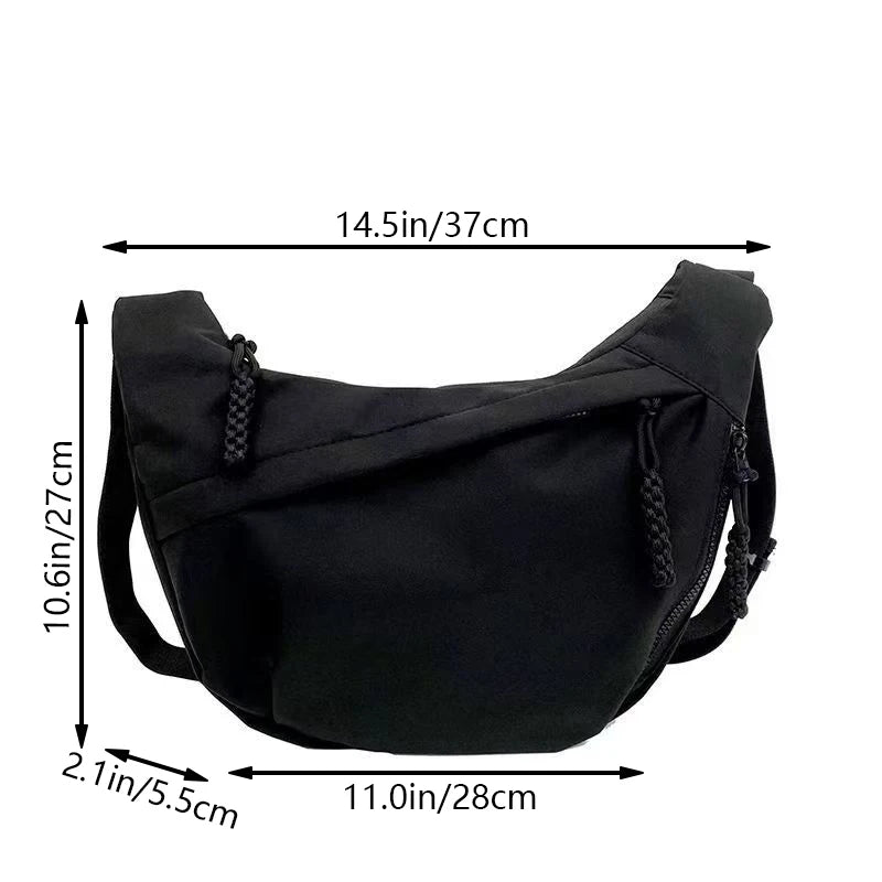 Chic Minimalist Nylon Hobo Crossbody Purse Durable Multi-use Bag, Soft Fabric for Commute, Travel and Outdoor Leisure Outings