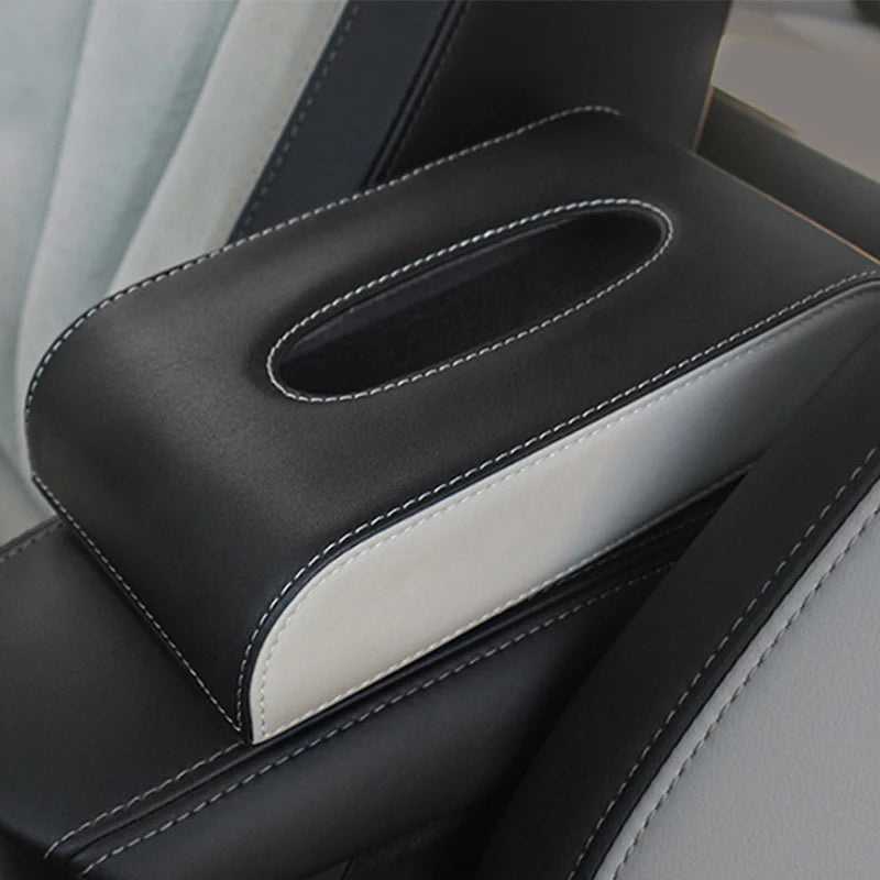 The new soft leather car tissue box, car armrest pumping box, container, towel, napkin holder, paper holder, storage bag