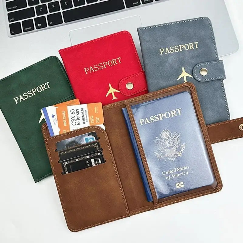 Cute PU Leather Passport Wallet Waterproof Multi Card Holder Travel Document Organizer for Men Women