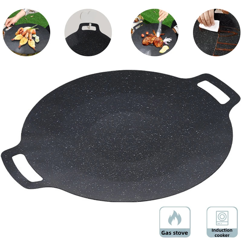 Outdoor Electrical Dual-Use Non Stick Baking Tray with Handle, Evenly Heated, Easy to Clean, for Stir Frying Noodle, Fried Egg,