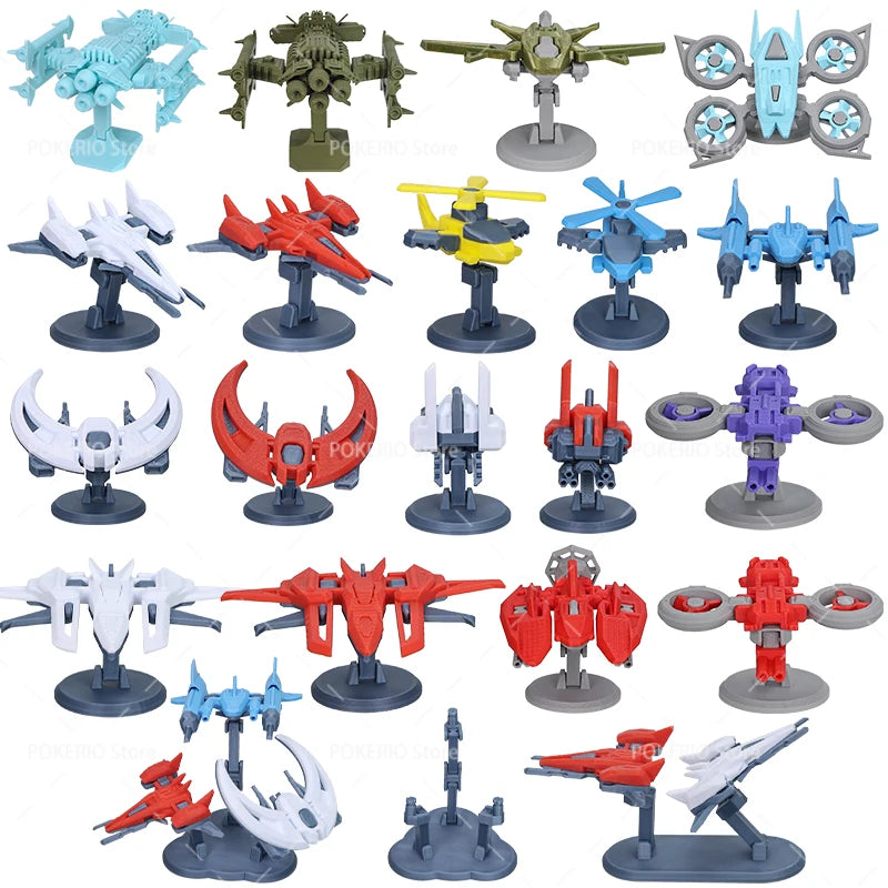 Mini War Machine Mecha Fighter Jet Series 3D Printed Starship Attack Helicopter Flutter Drone Movable Joints Assemble Models Toy