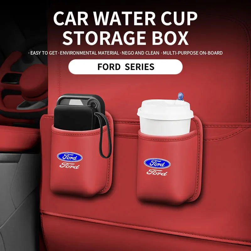 For Ford Mondeo Focus Explorer Escape Kuga Everest Bronco F-150 Ranger Transit Car Door Leather Cup Storage Box
