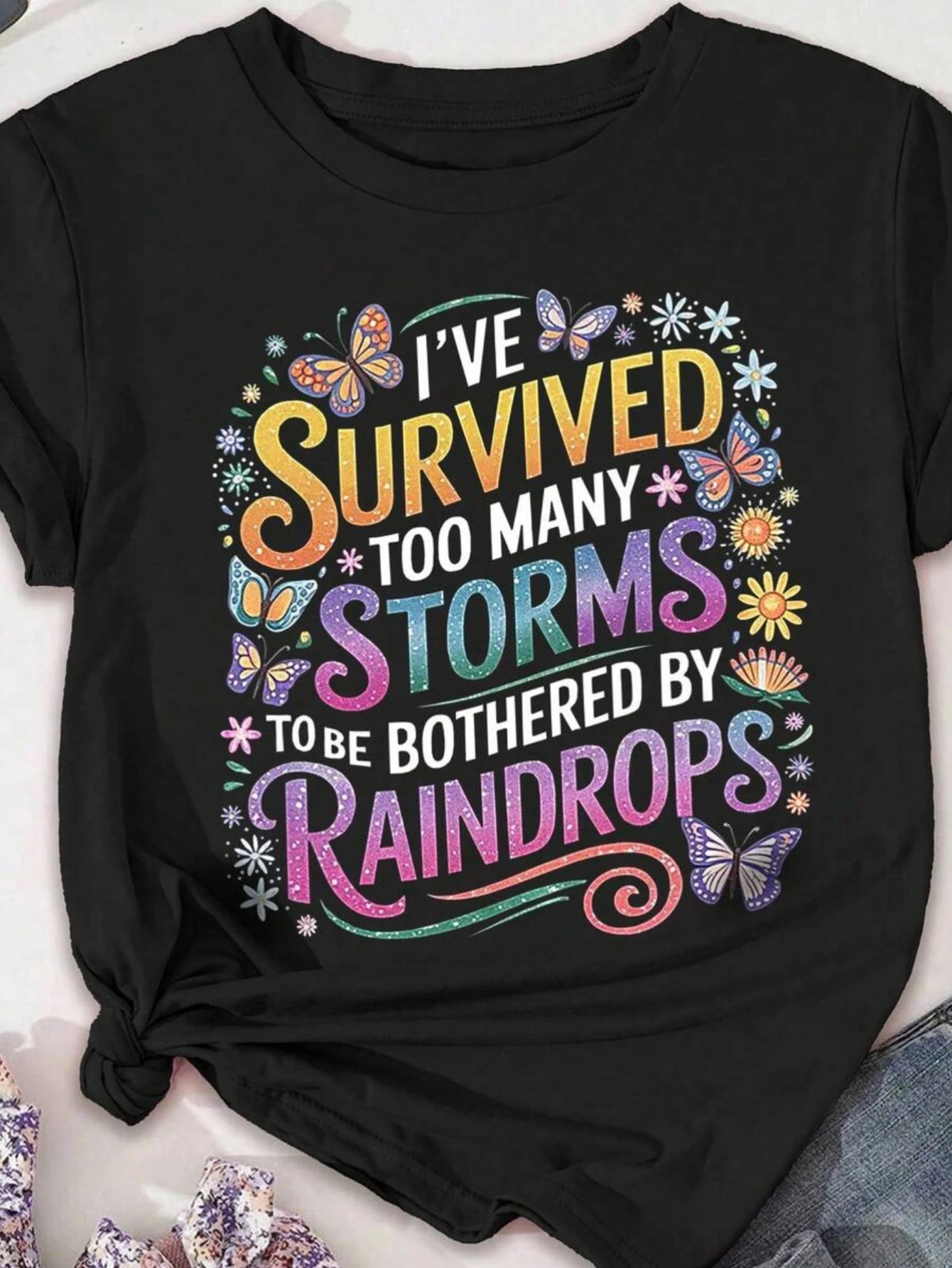 A sense of self-healing after wind and rain! Plus-size women's T-shirt, full of sweet and cool atmosphere, super charming