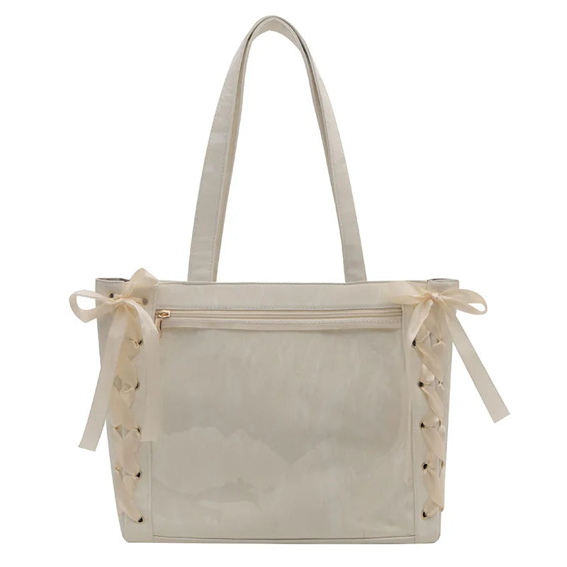 Jk Elegant and lovely leisure Ita bag Women's shoulder bag Leather sweet lolita Japanese transparent fashion handbag