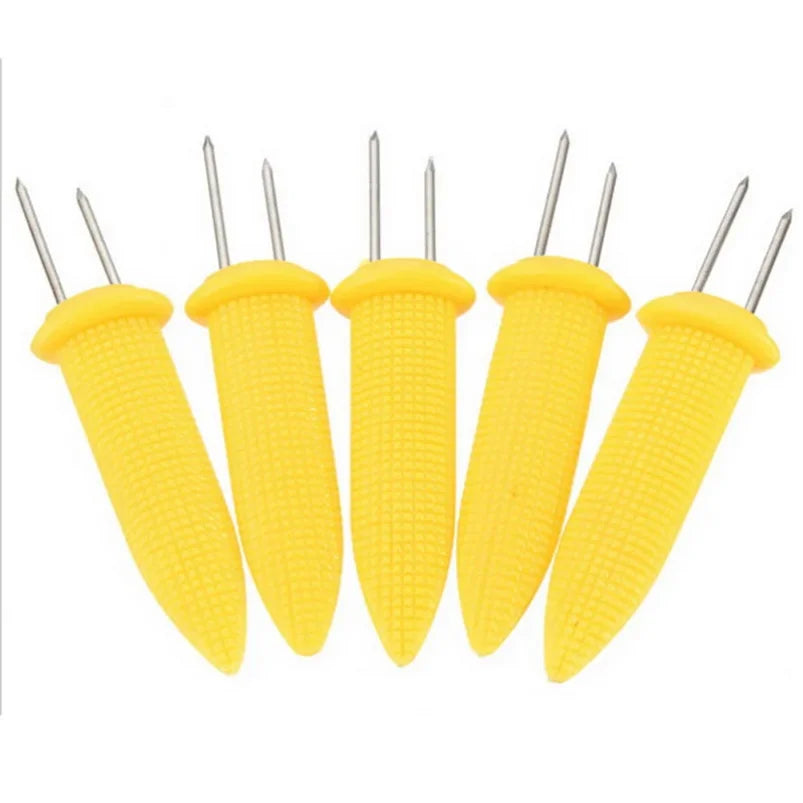 1/10pcs Fork Corn Skewer Stainless Steel Corn Holders Corn On The Cob Skewers Fruit Forks Outdoor Camping Cooking Barbecue Tool
