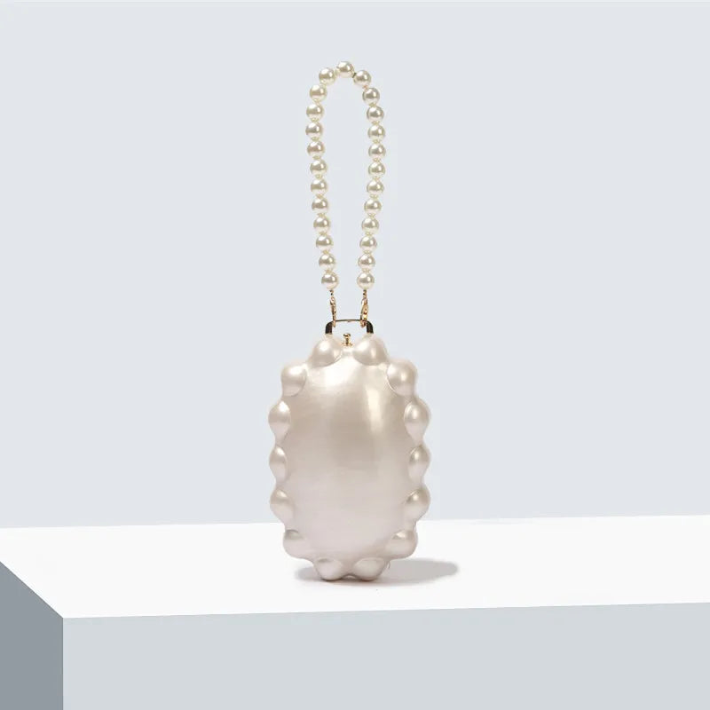 Lightweight Acrylic Shell Clutch Bag Women Pearl Chain Elegant Daisy Purse Luxury Simple Fashion Evening Shoulder Handbag 2025