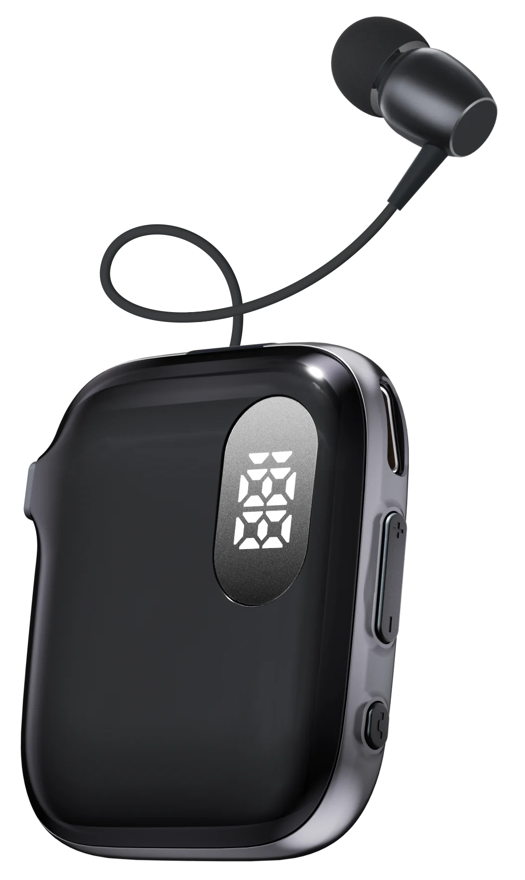 90H Playtime Bluetooth Headset V6 ENC Noise Canceling LED Power Display Retractable Lapel Clip Earphone for Meeting Driving K91