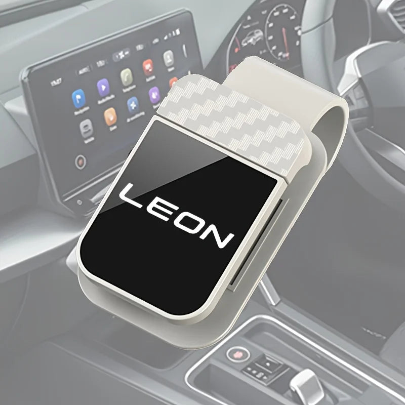 Car Sun Visor, Sunglasses Eyeglasses Mount with Ticket Card Clip - Carbon Fiber Textured Eyeglass Clip for SEAT LEON